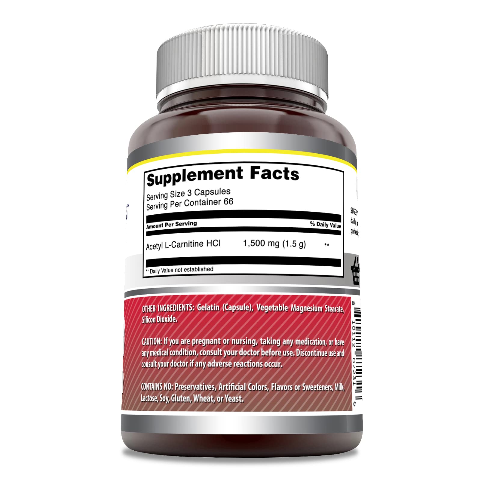 Amazing Formulas Acetyl-L-Carnitine capsules closeup for easy daily use.