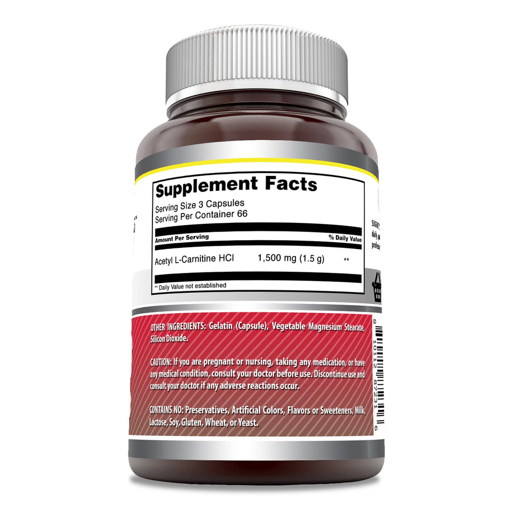 Amazing Formulas Acetyl-L-Carnitine capsules closeup for easy daily use.