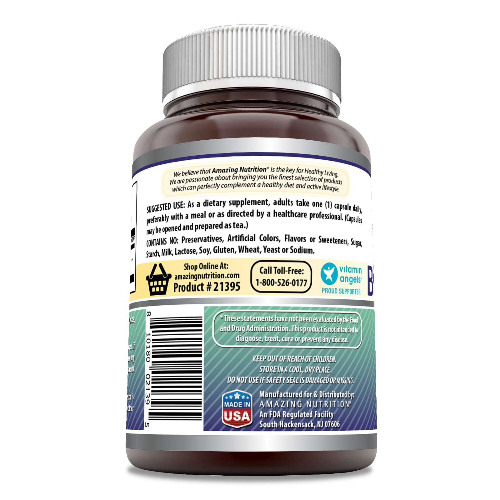 Amazing Formulas Black Cohosh bottle close-up with gluten-free and non-GMO labeling.