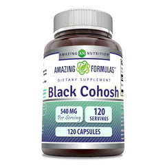 Amazing Formulas Black Cohosh capsules bottle, 540 mg per serving, for daily use.