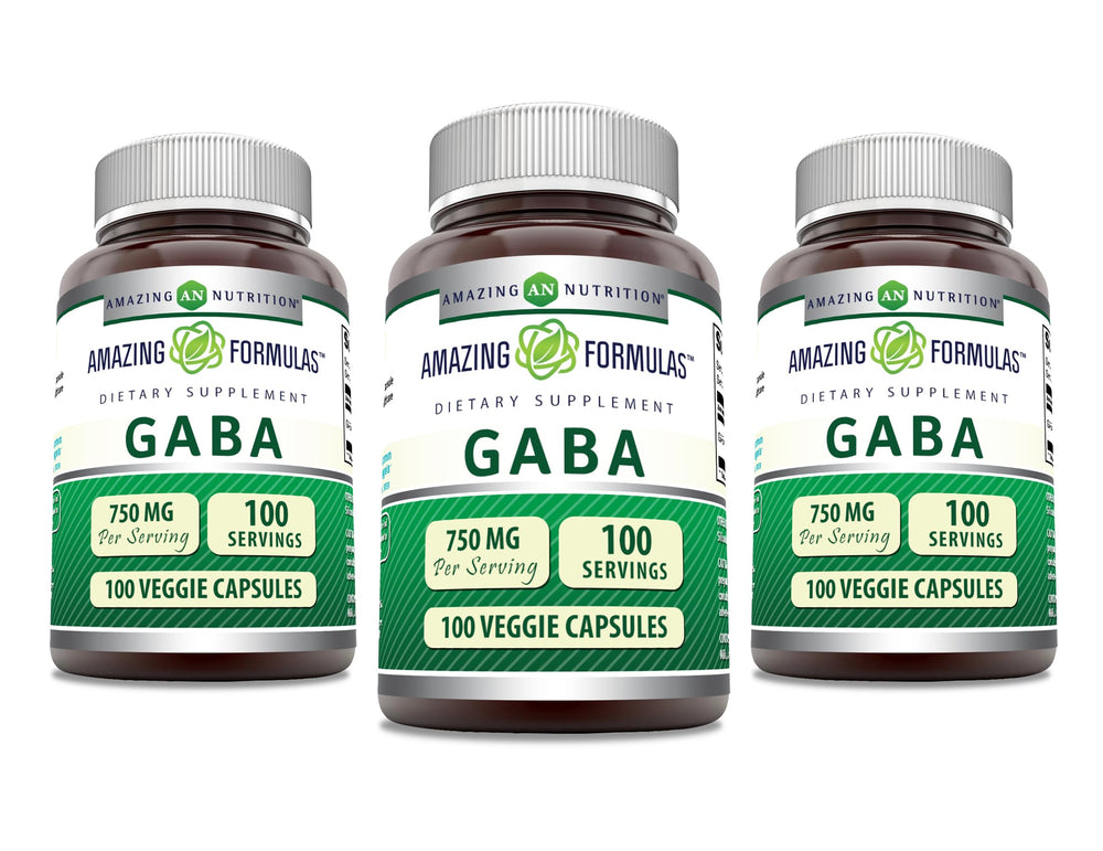 Amazing Formulas GABA bottle front showing vegan capsules for daily calm