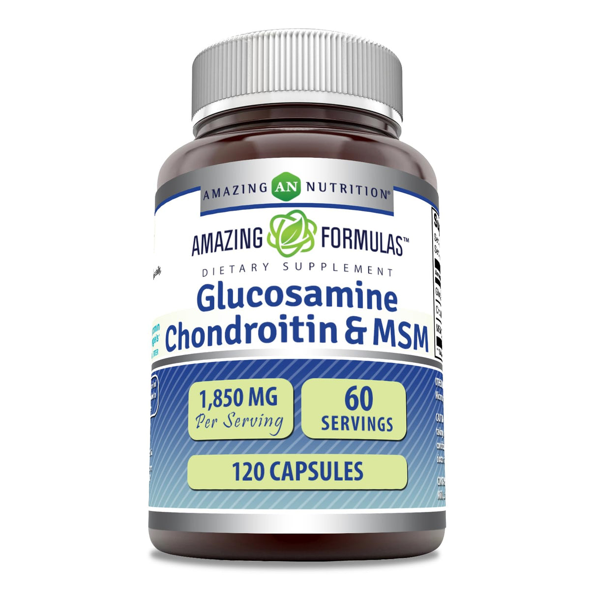 Amazing Formulas glucosamine chondroitin MSM bottle label, suggesting joint support