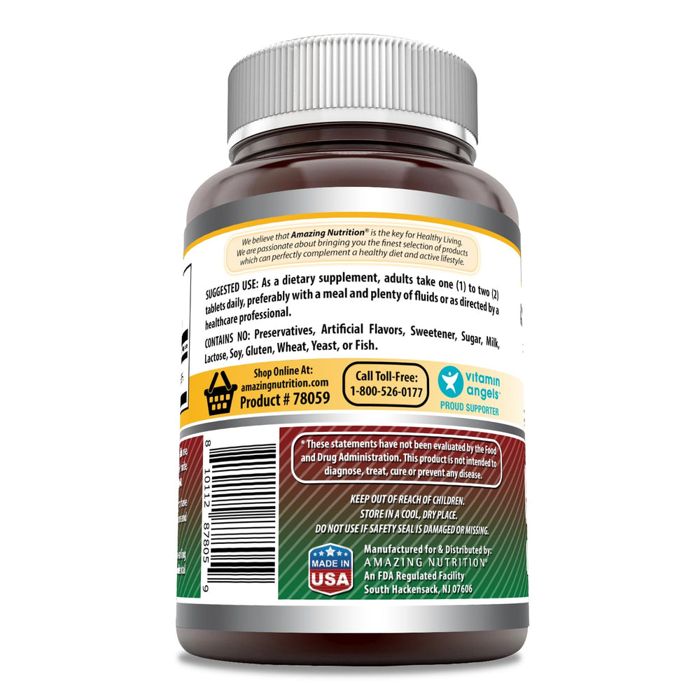Amazing Formulas Iron 65 mg tablets package made in USA emphasizing purity and potency