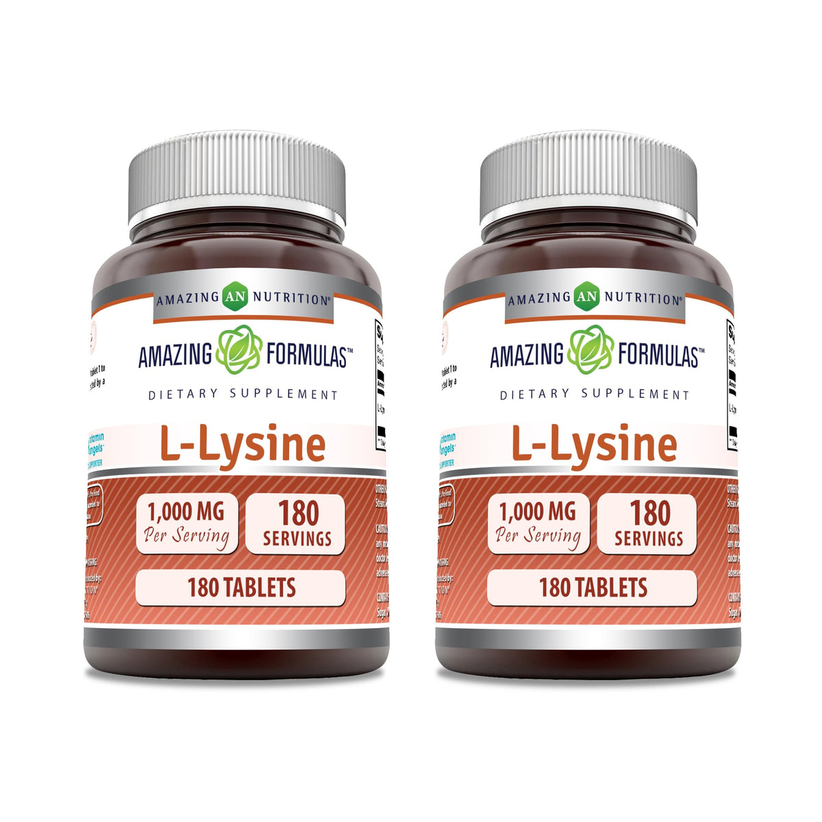 Amazing Formulas L-Lysine 1000mg tablets, gluten-free and non-GMO, ideal for daily use.