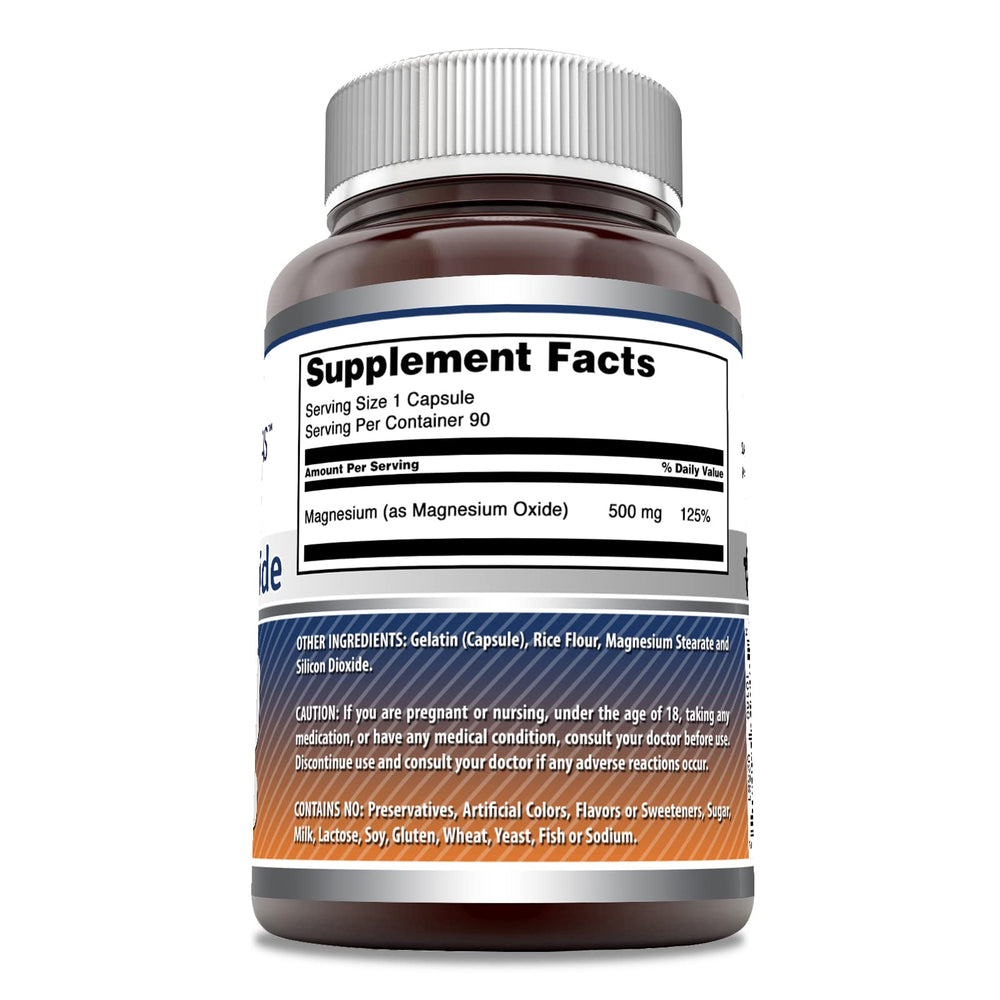Amazing Formulas magnesium oxide bottle side view highlights potency