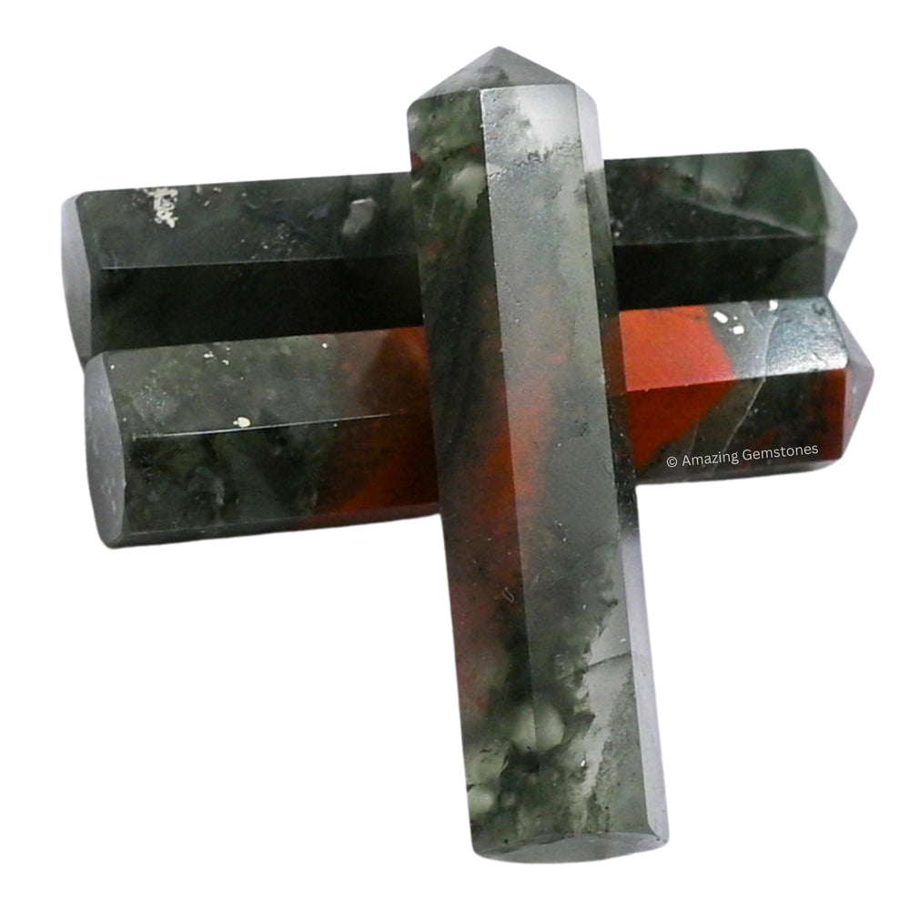 Amazing Gemstone African Bloodstone points in velvet pouch ideal for gifting.