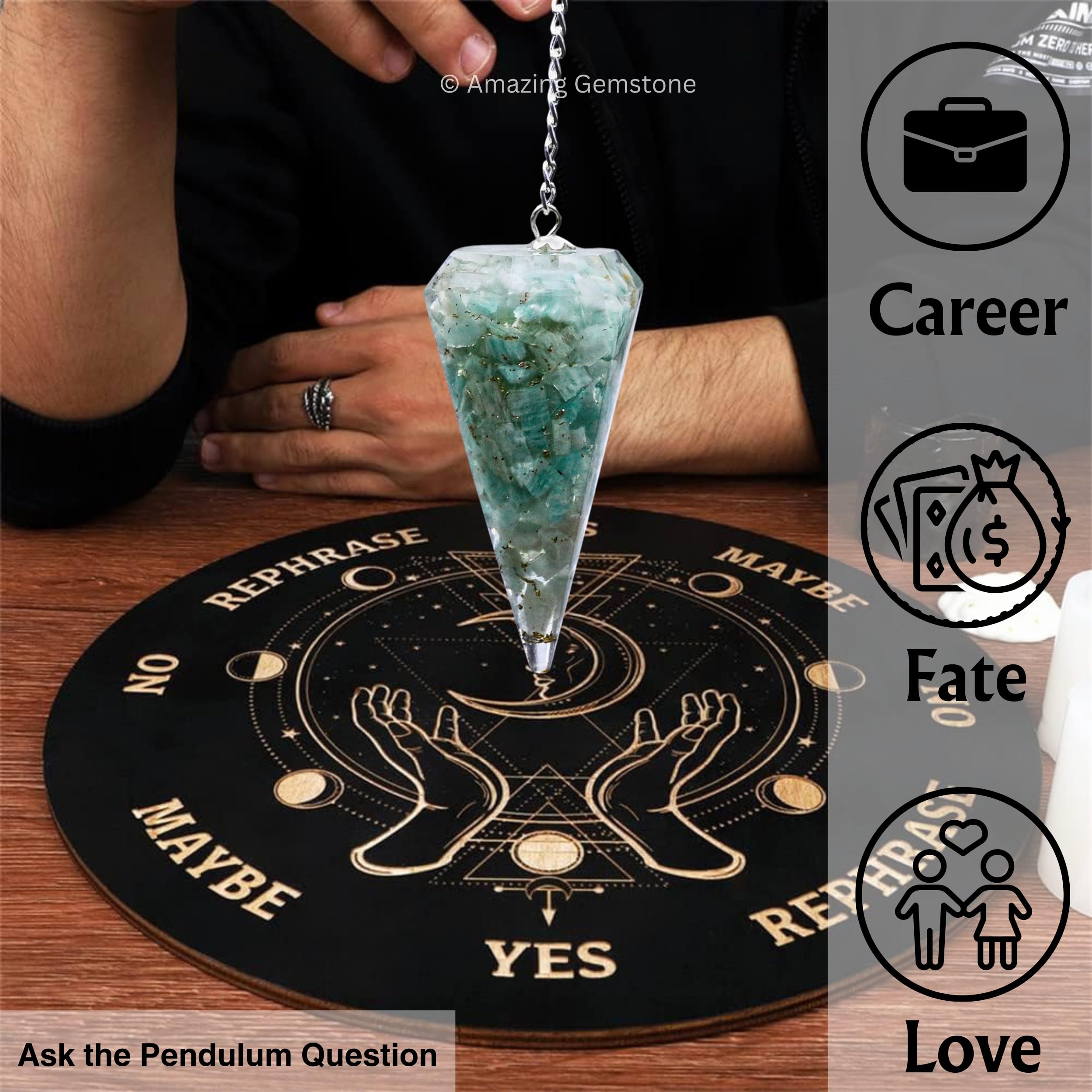Amazing Gemstone Amazonite Orgone Pendulum decor display