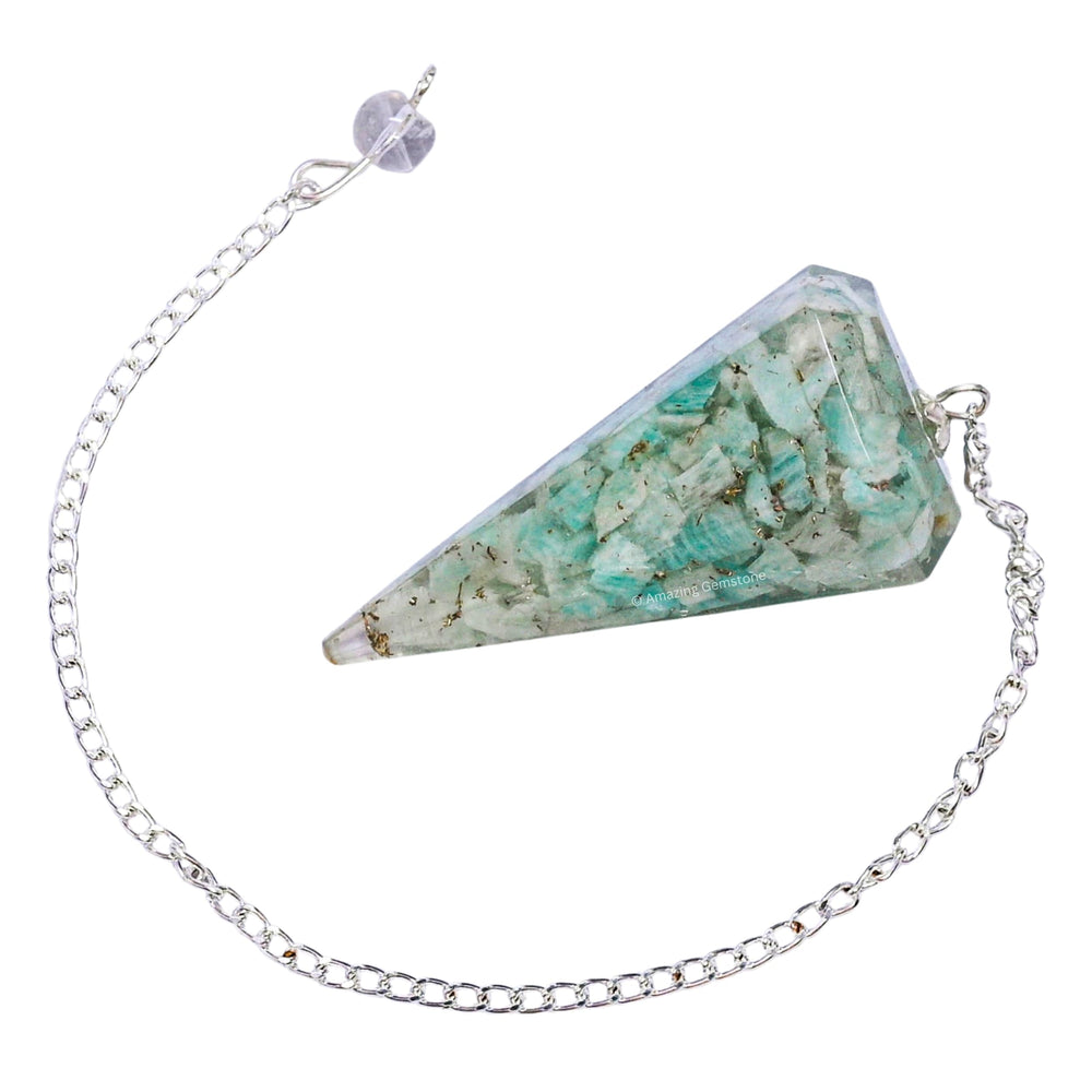 Amazing Gemstone Amazonite Orgone Pendulum for dowsing and energetic grids