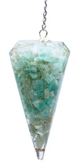 Amazing Gemstone Amazonite Orgone Pendulum front view for divination and dowsing