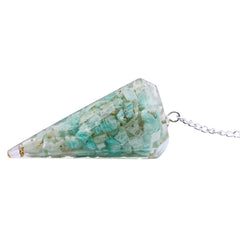 Amazing Gemstone Amazonite Orgone Pendulum in velvet pouch ideal gift