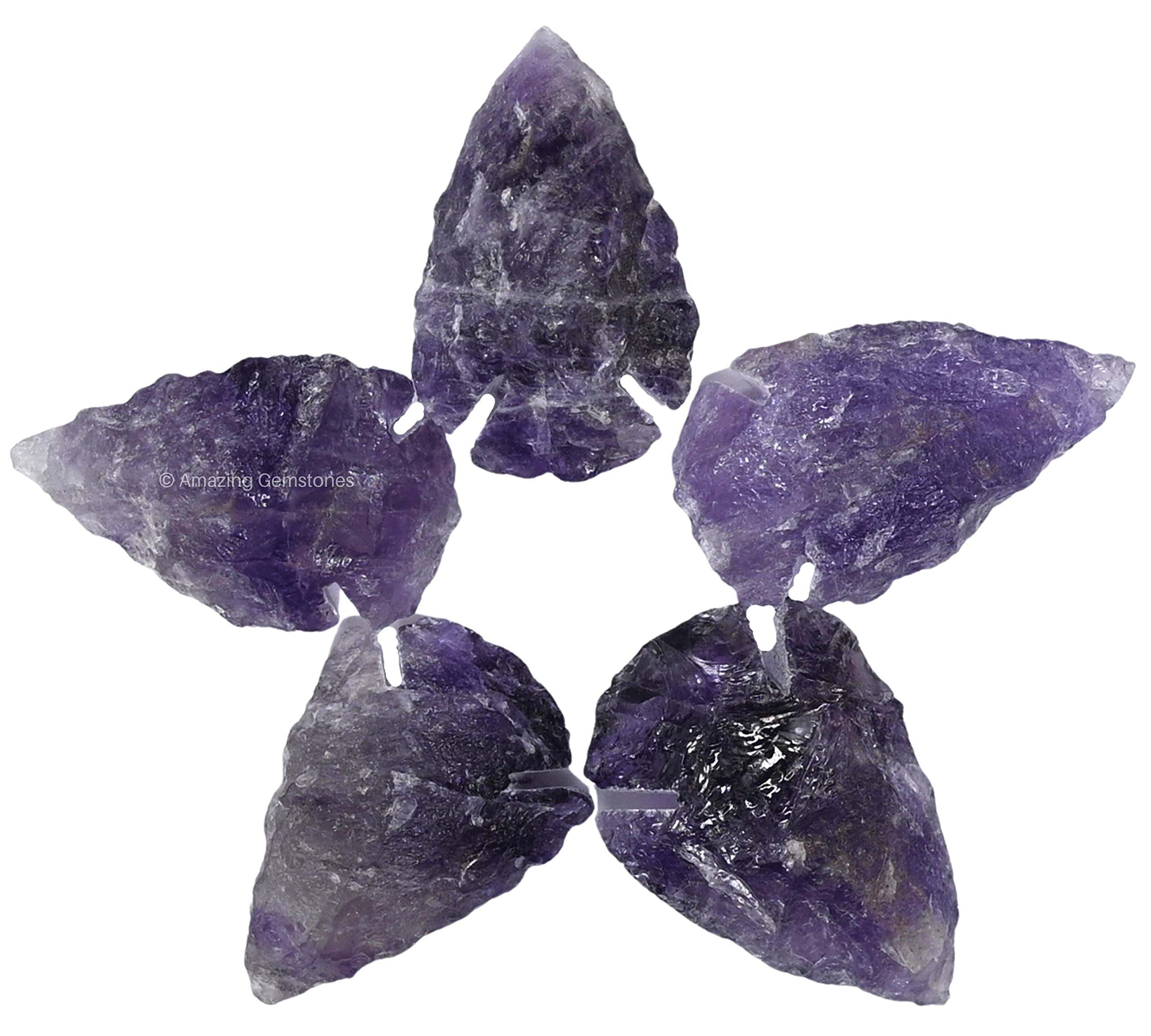 Amazing Gemstone amethyst arrowhead set close-up for DIY jewelry and display