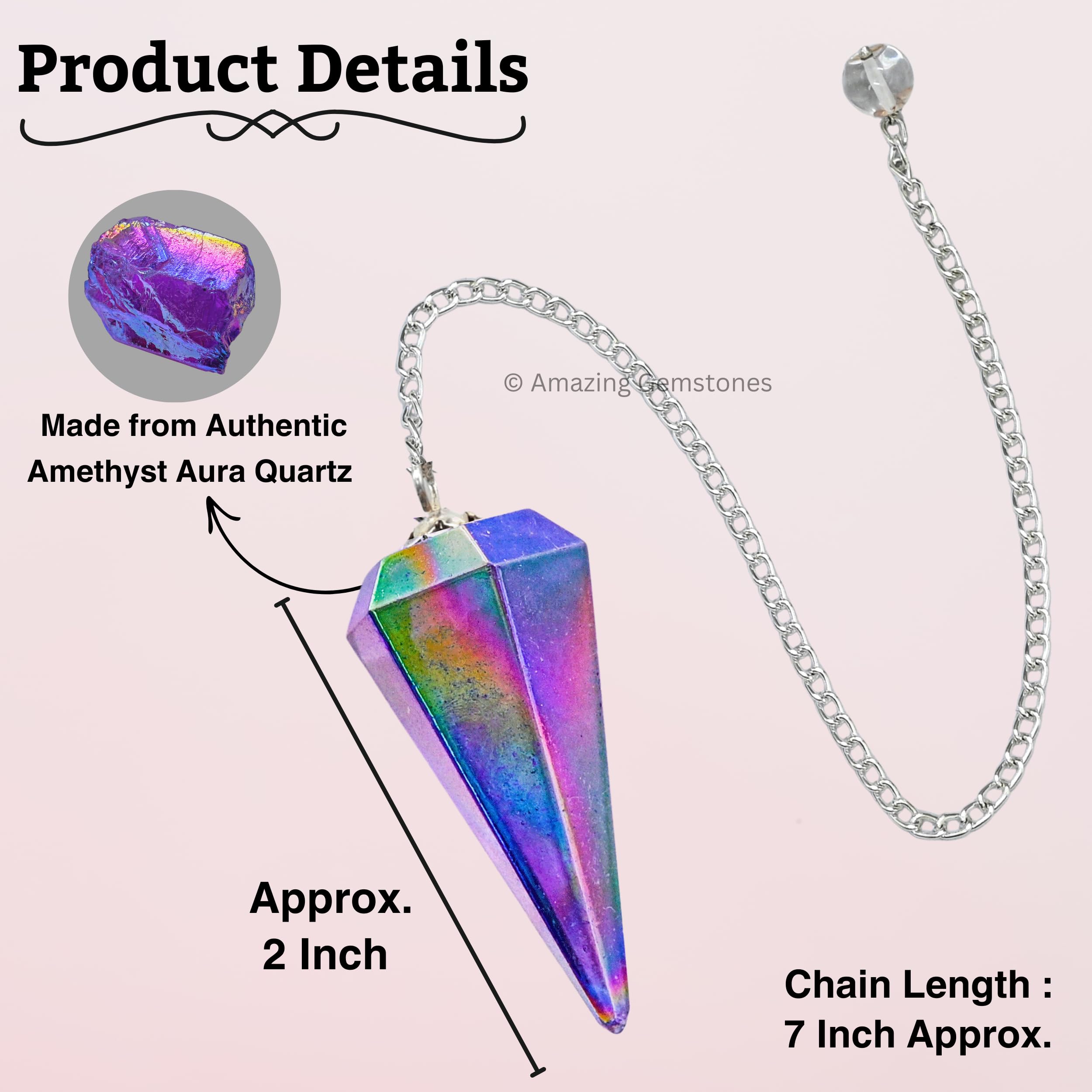 Craftsmanship of Amazing Gemstone amethyst aura quartz pendulum