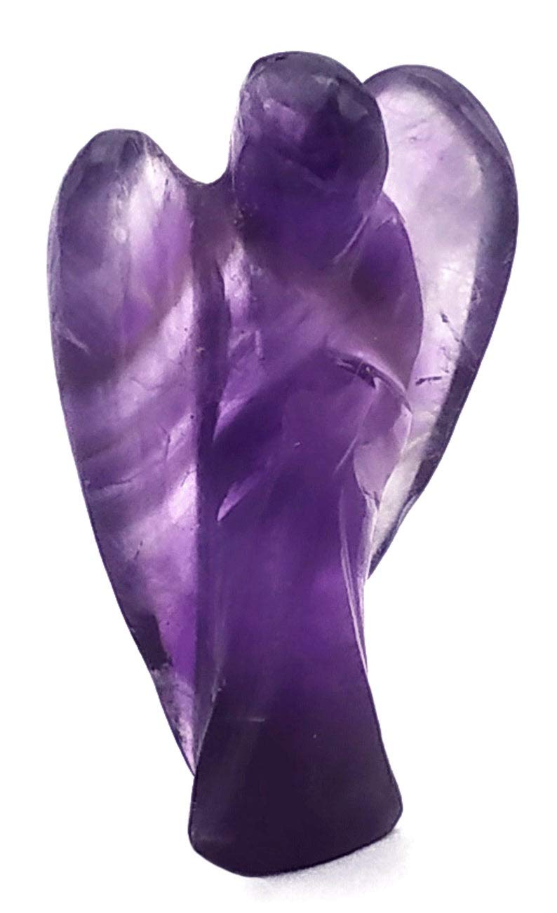 Amazing Gemstone hand-carved amethyst angel close-up highlights authentic craftsmanship