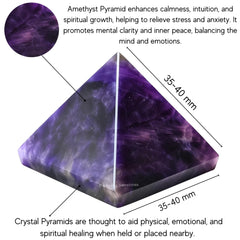 Amazing Gemstone amethyst pyramid grid setup for crystal energy and balance.