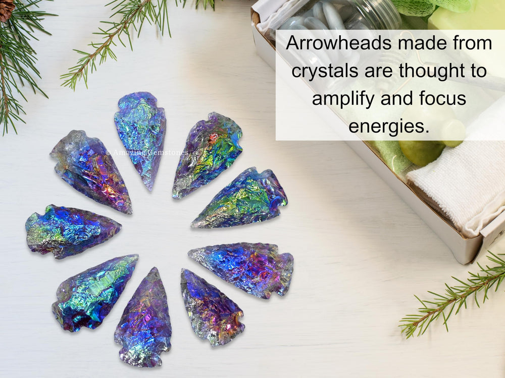 Amazing Gemstone angel aura amethyst arrowhead set ideal for art and home decor