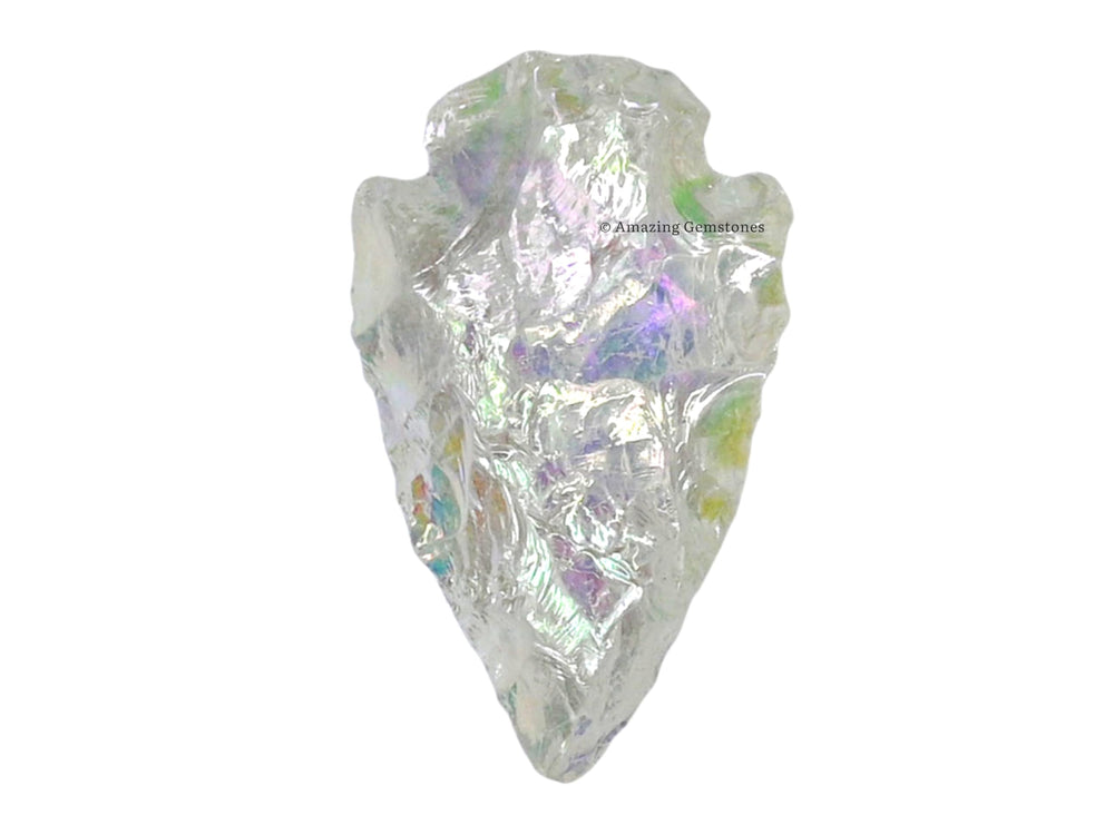 Amazing Gemstone Angel Aura Quartz Arrowhead trio in velvet bag for gifting and DIY