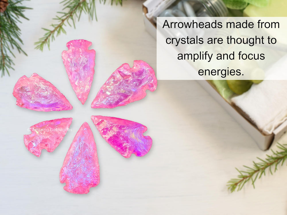 Amazing Gemstone angel aura rose quartz arrowhead in velvet bag for gifting