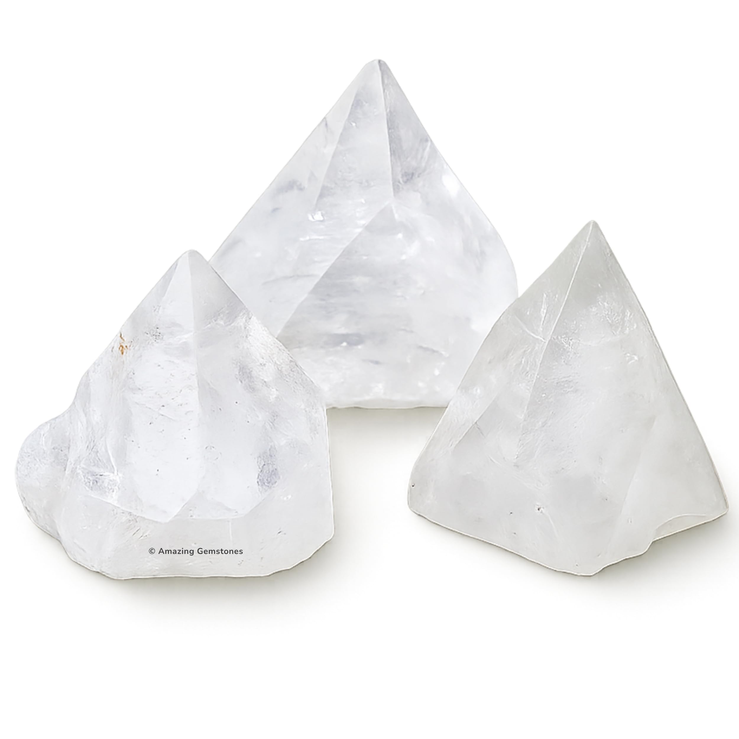 Amazing Gemstone raw cluster trio highlighting unique crystal formations for energy work.