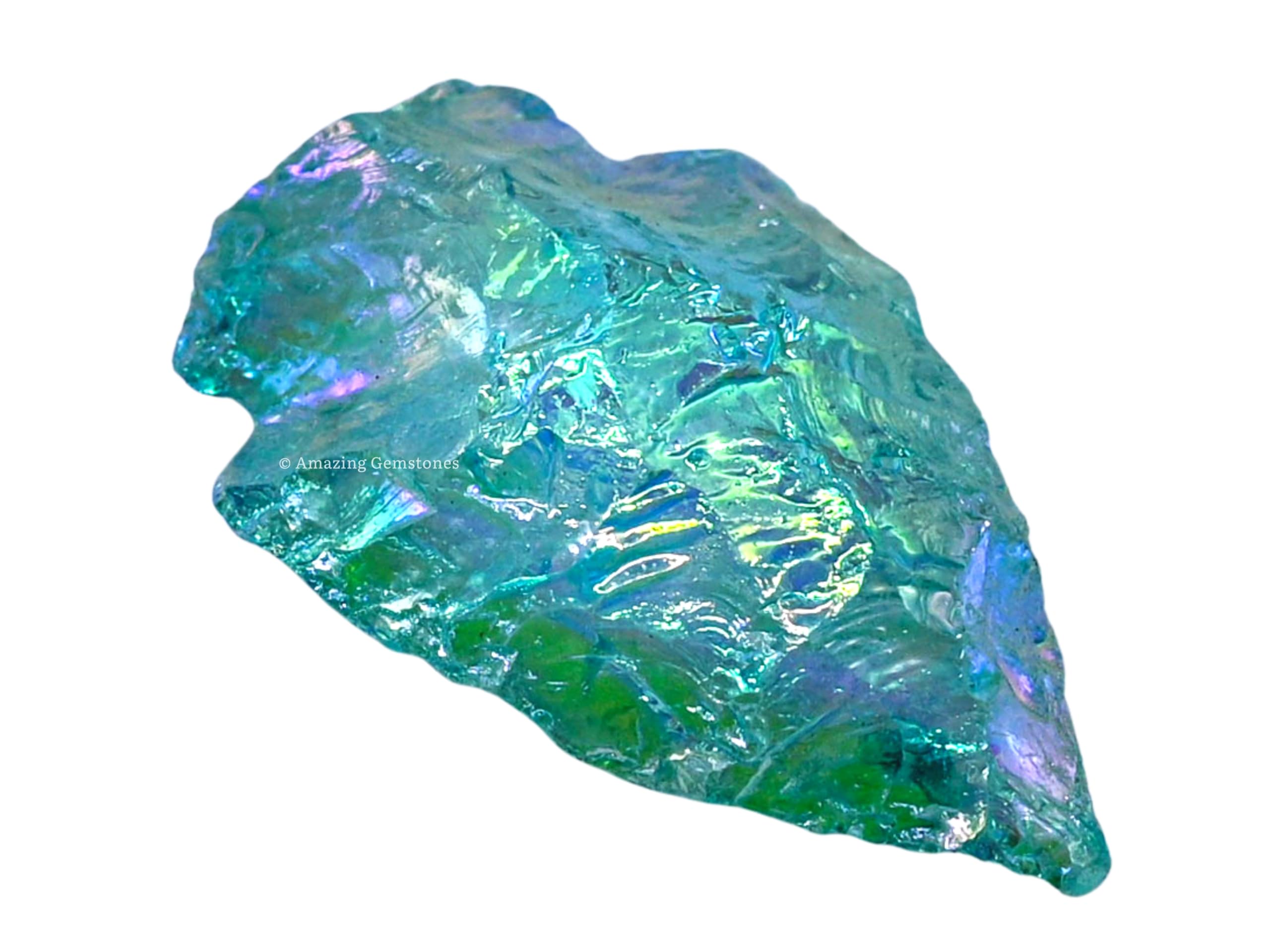 Amazing Gemstone Aqua Aura Quartz arrowhead handmade with unique natural facets.