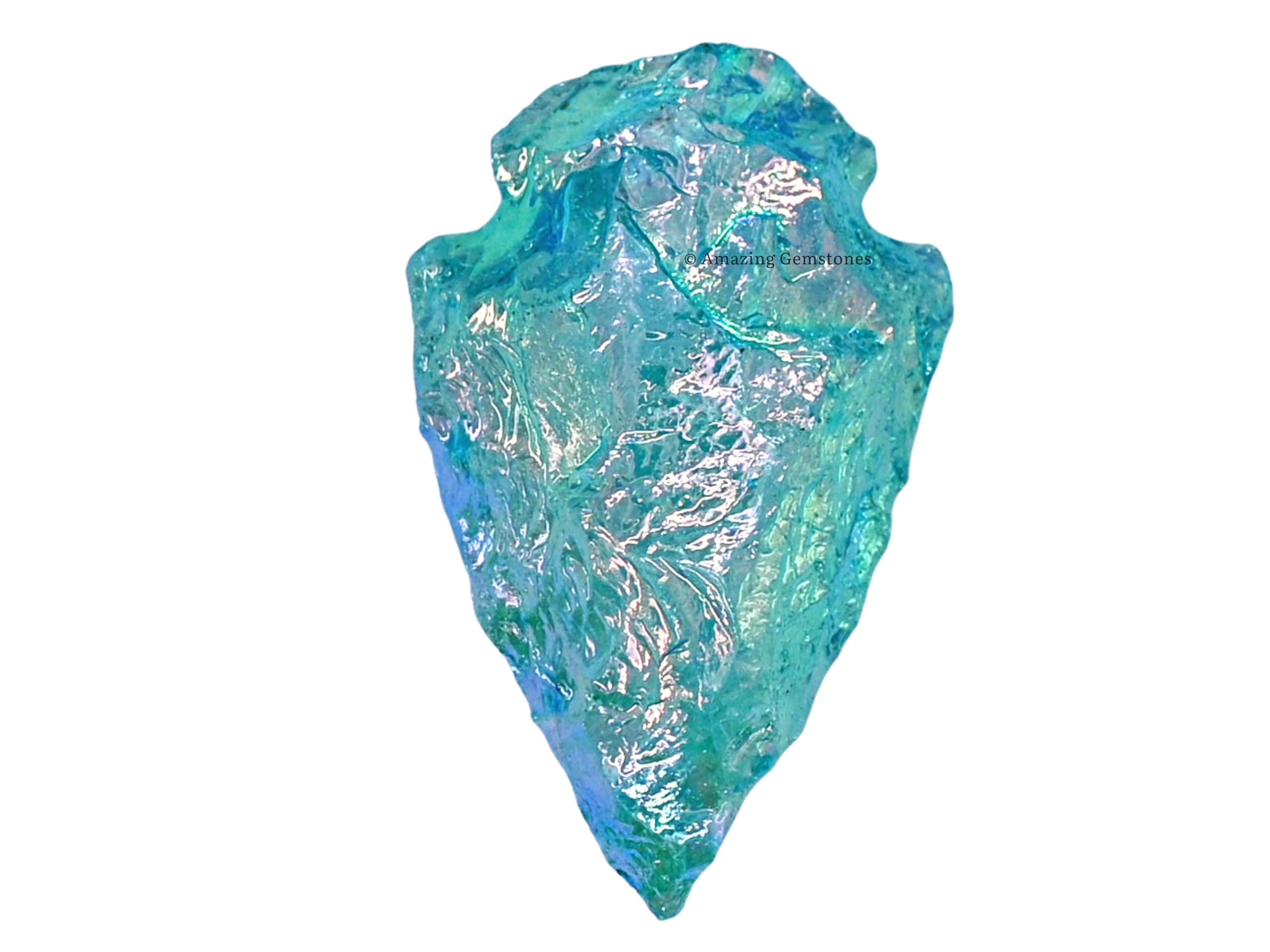 Amazing Gemstone Aqua Aura Quartz arrowhead set with three pieces ready for gifting.