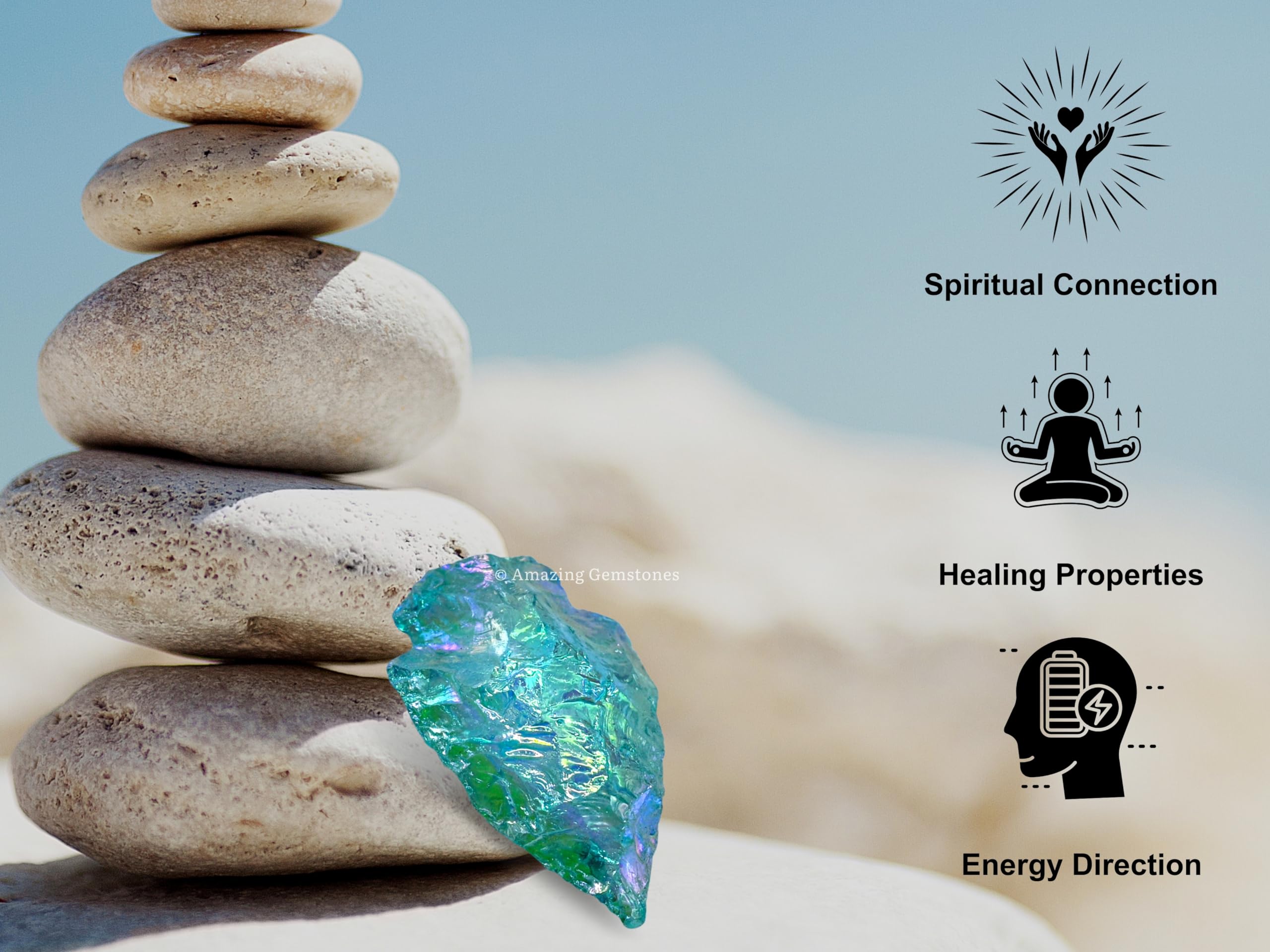 Amazing Gemstone Aqua Aura Quartz arrowhead catches light for vibrant displays.