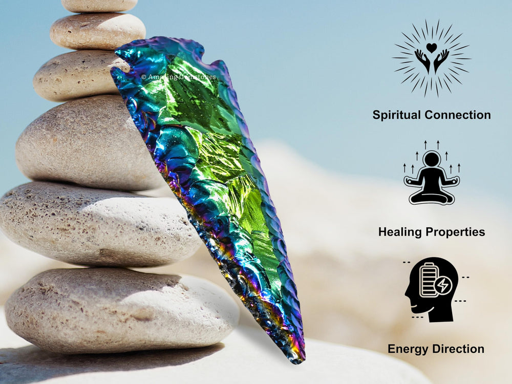Amazing Gemstone arrowhead in velvet gift bag ready for gifting.