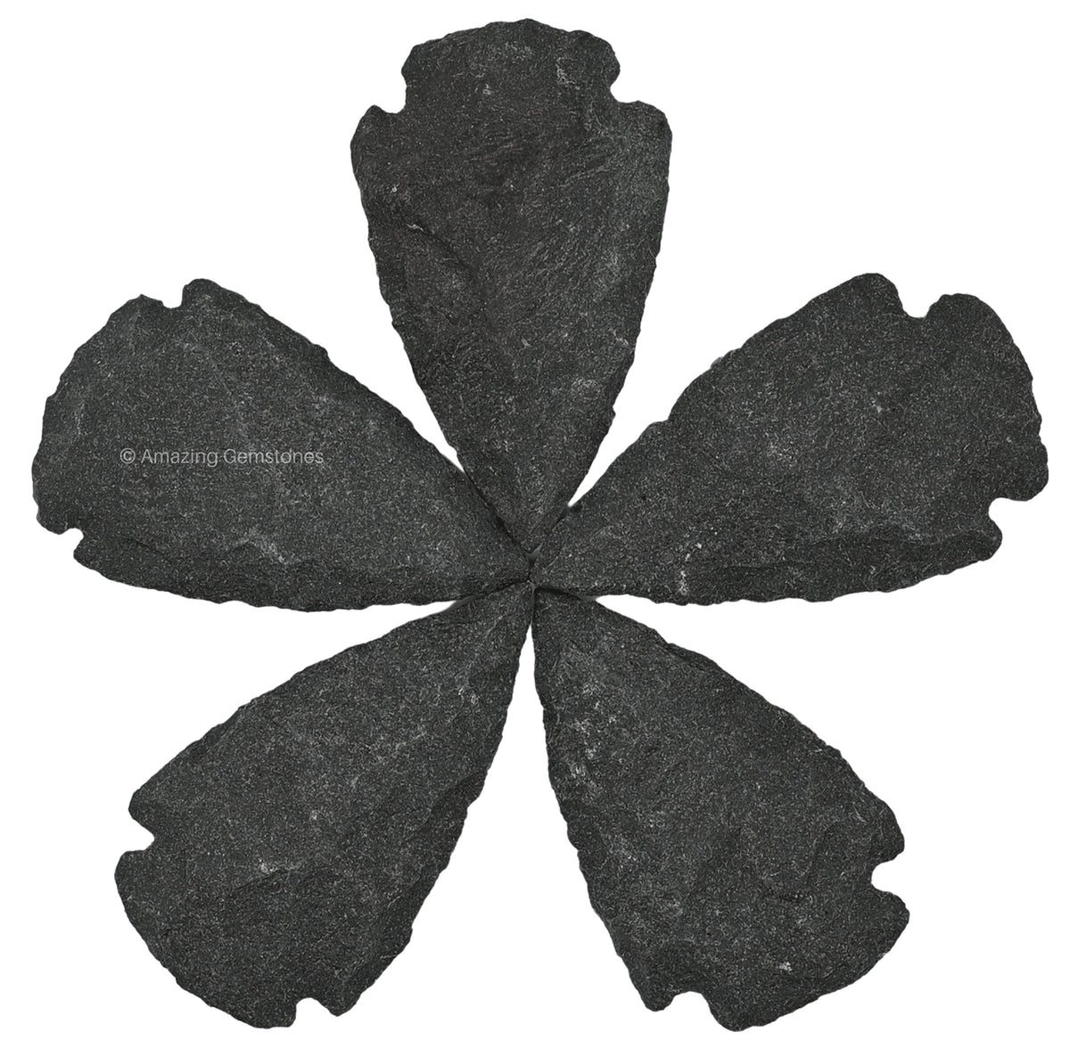 Amazing Gemstone black agate arrowhead collection close-up showing natural texture for DIY jewelry
