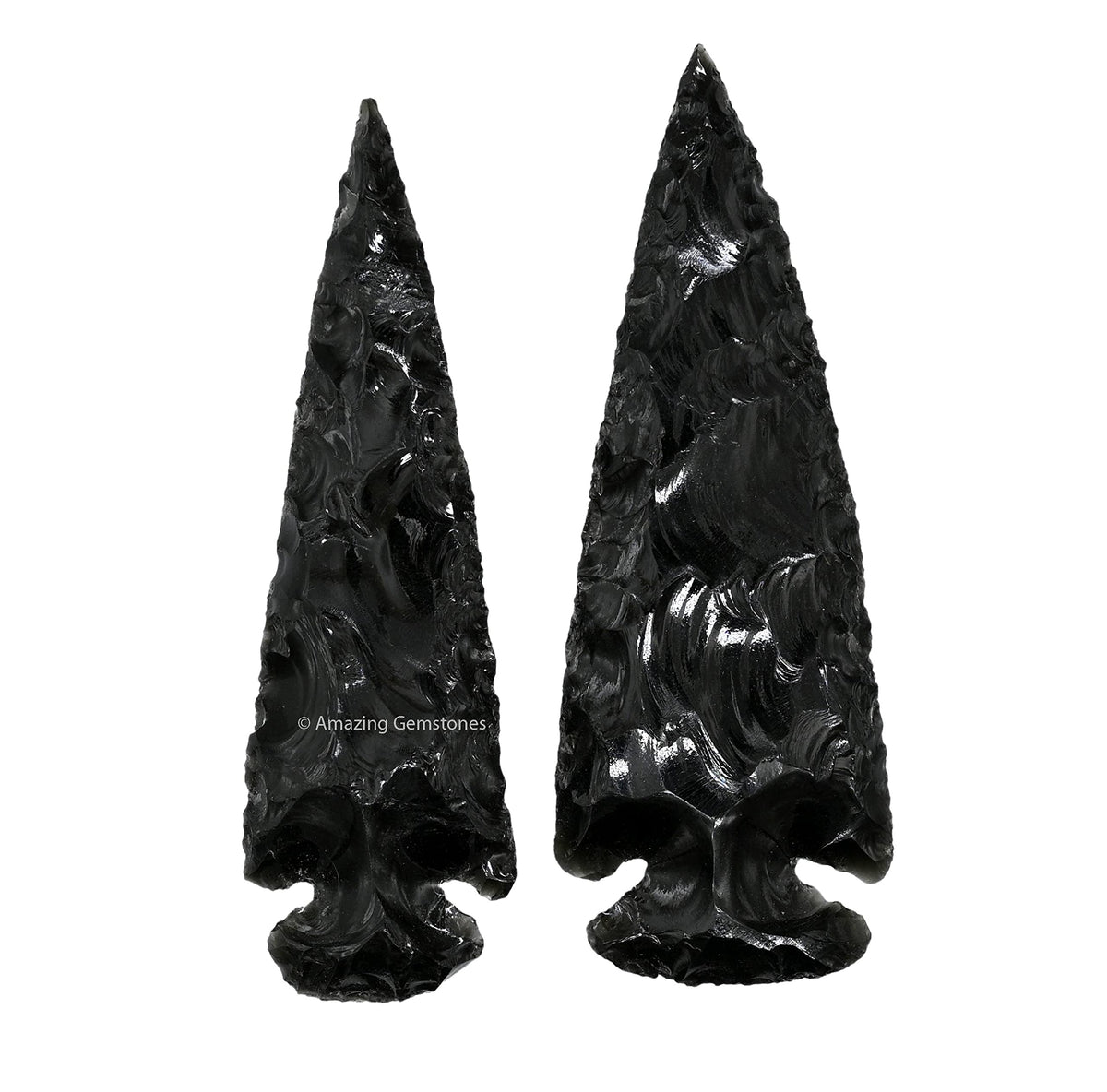 Amazing Gemstone black obsidian arrowhead two-piece set for DIY jewelry projects.