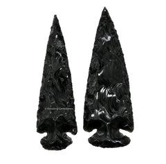 Amazing Gemstone black obsidian arrowhead two-piece set for DIY jewelry projects.