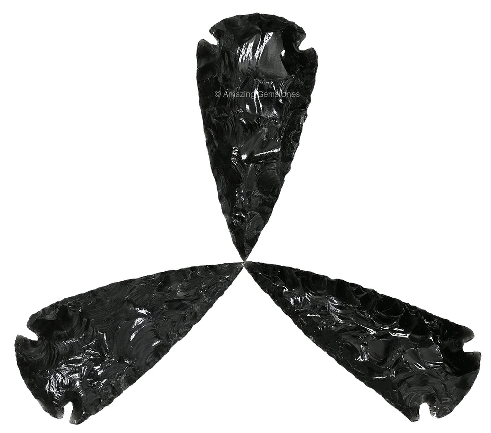 Amazing Gemstone black obsidian arrowhead—handmade for DIY jewelry and decor.
