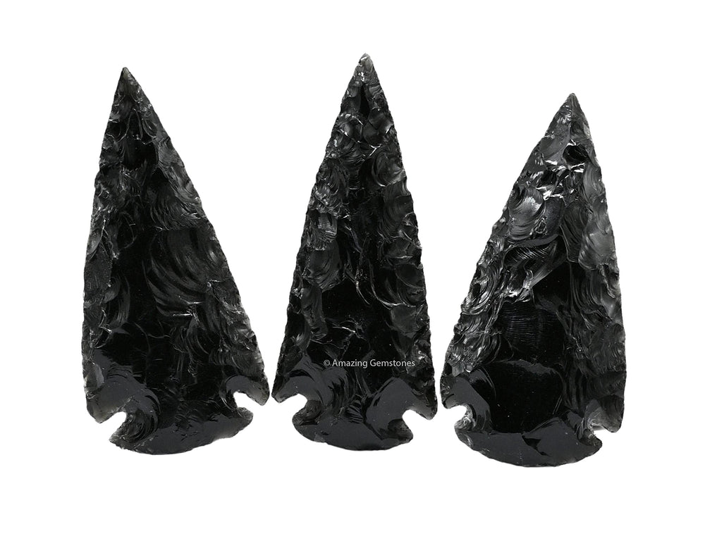 Amazing Gemstone black obsidian arrowhead—2 to 3 inch size for pendant making.
