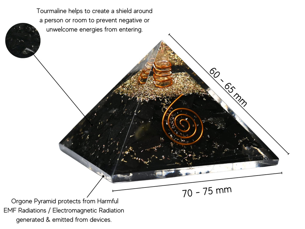 Amazing Gemstone black tourmaline crystal pyramid close-up shows natural texture