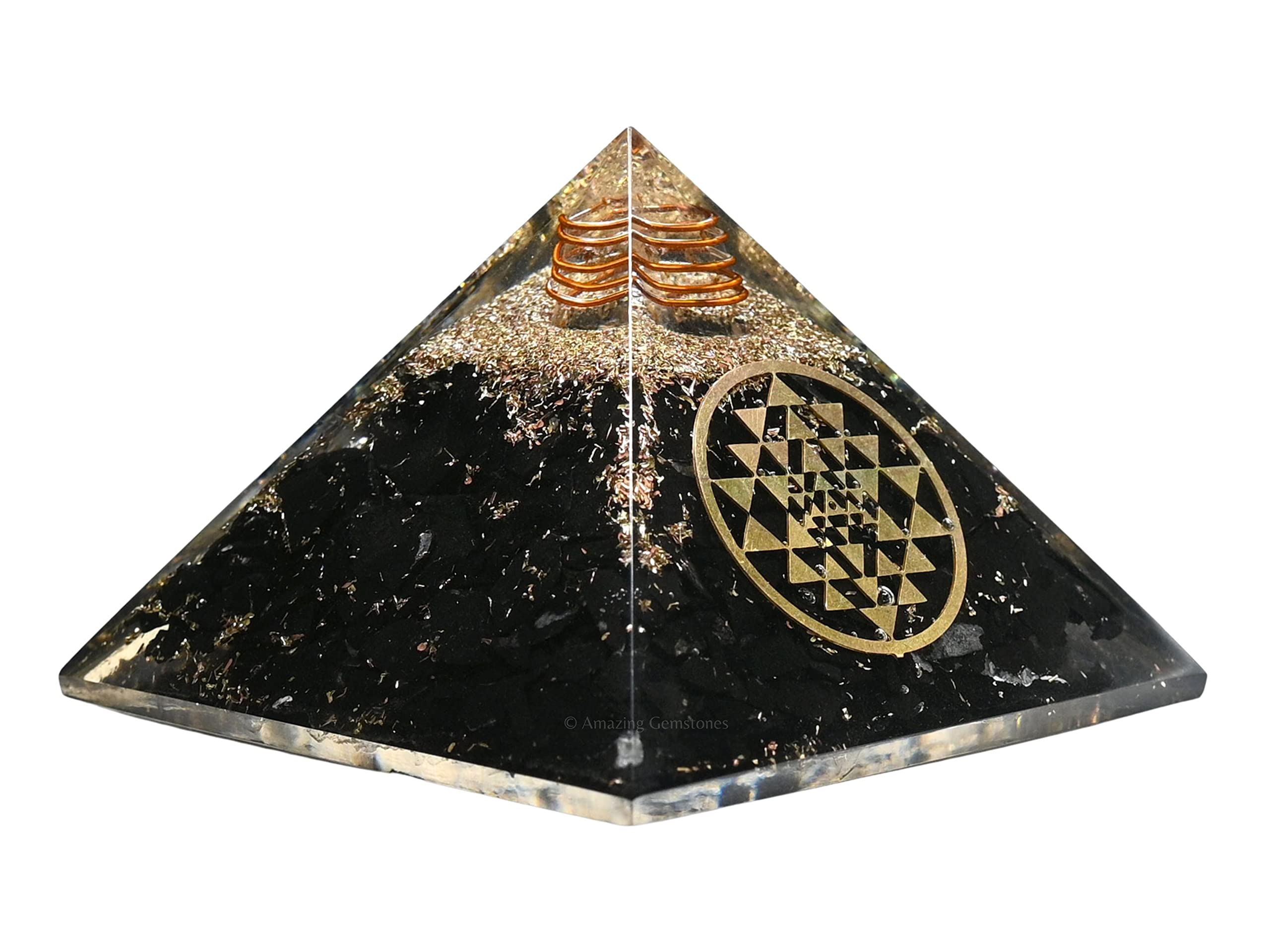 Amazing Gemstone black tourmaline pyramid detail improves desk ambiance and focus