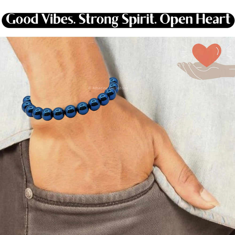 Amazing Gemstone Blue Hematite bracelet in gift-ready packaging for occasions.