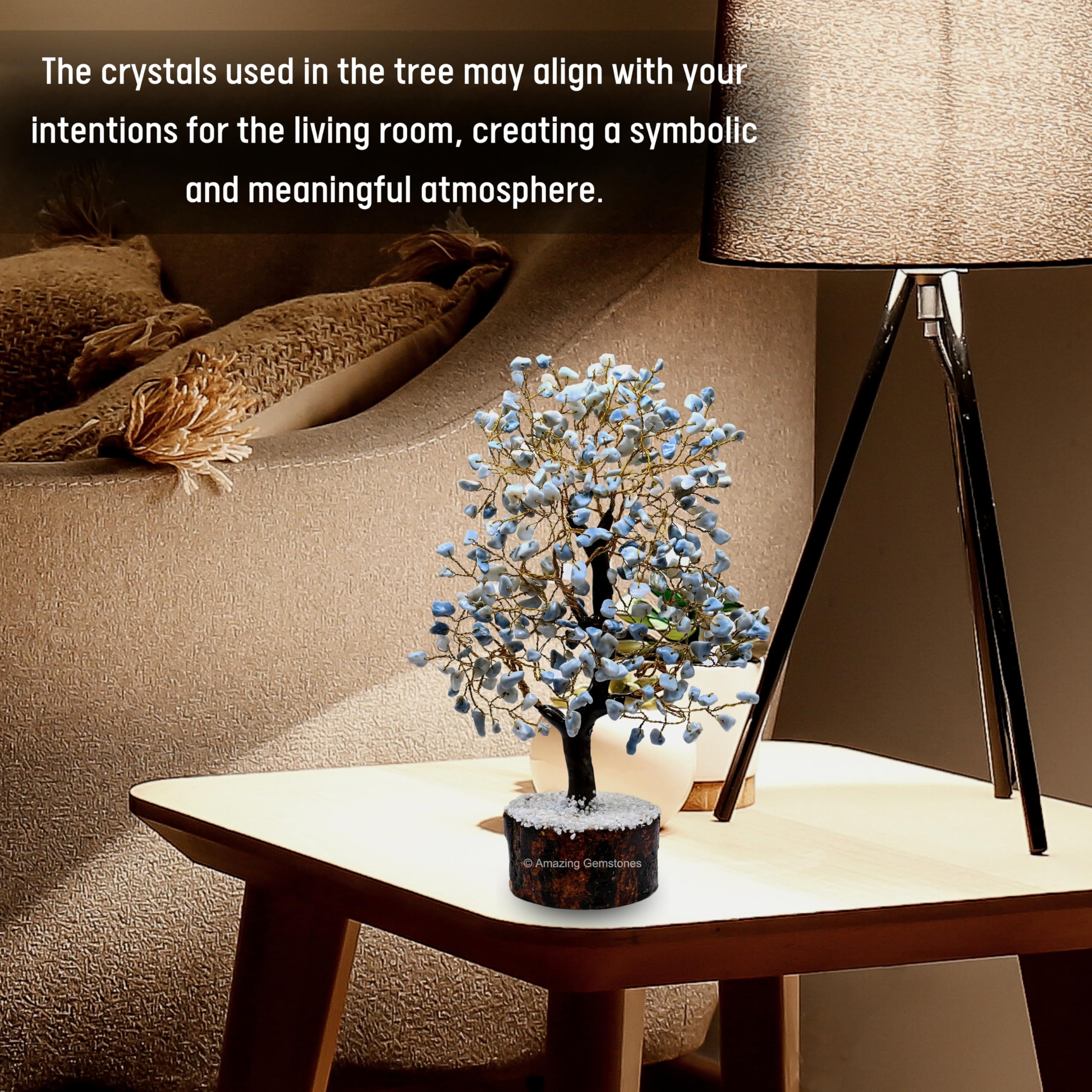 Amazing Gemstone Blue Opal Crystal Tree of Life makes a thoughtful gift for crystal lovers.