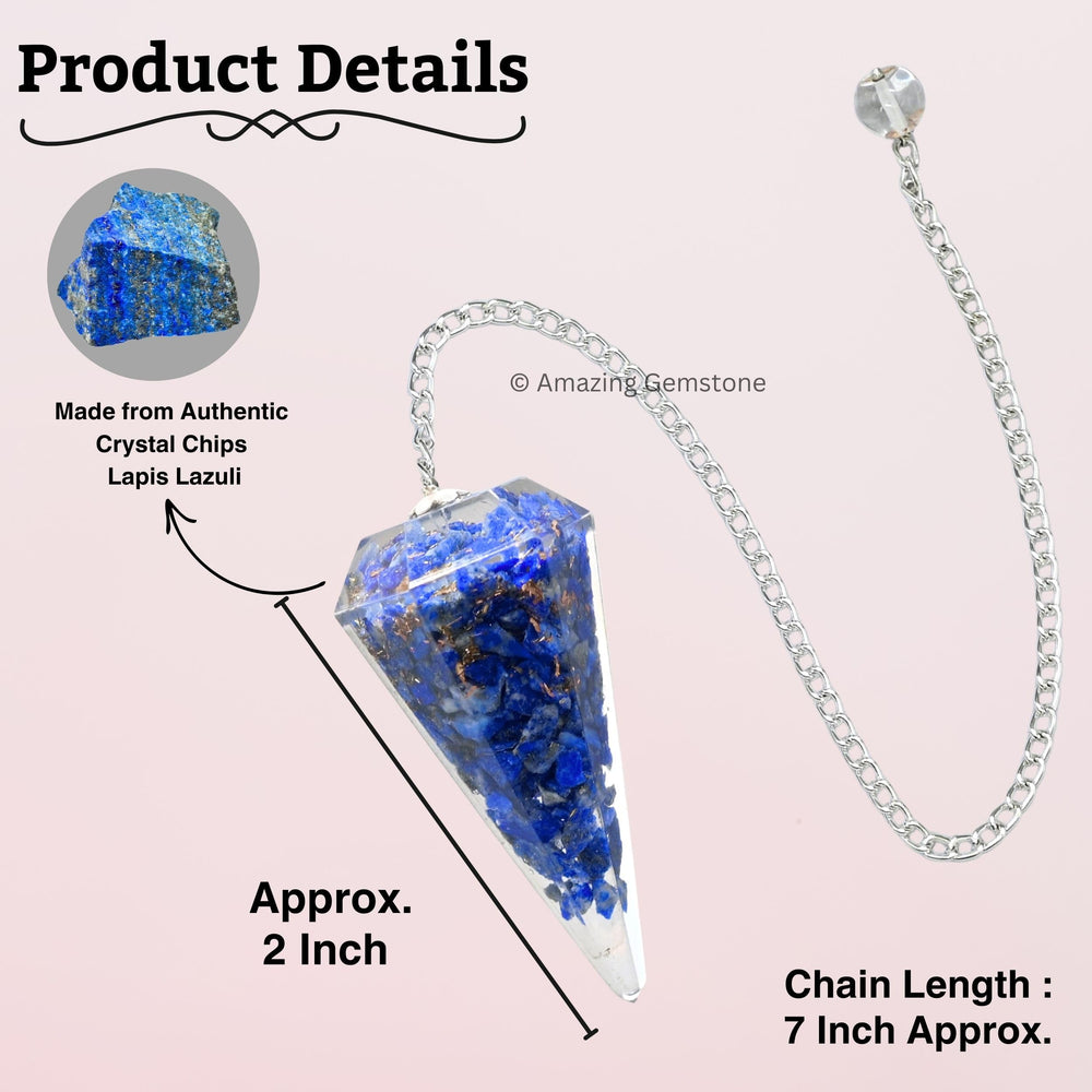 Amazing Gemstone seven-inch chain supports smooth pendulum motion.