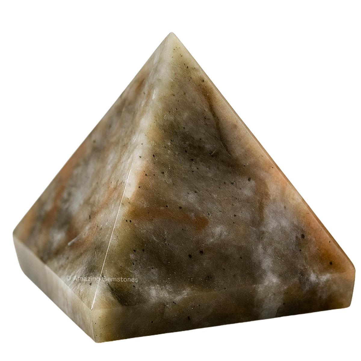 Amazing Gemstone Chrysoberyl Cats Eye Pyramid close-up reveals natural texture for meditation focus.