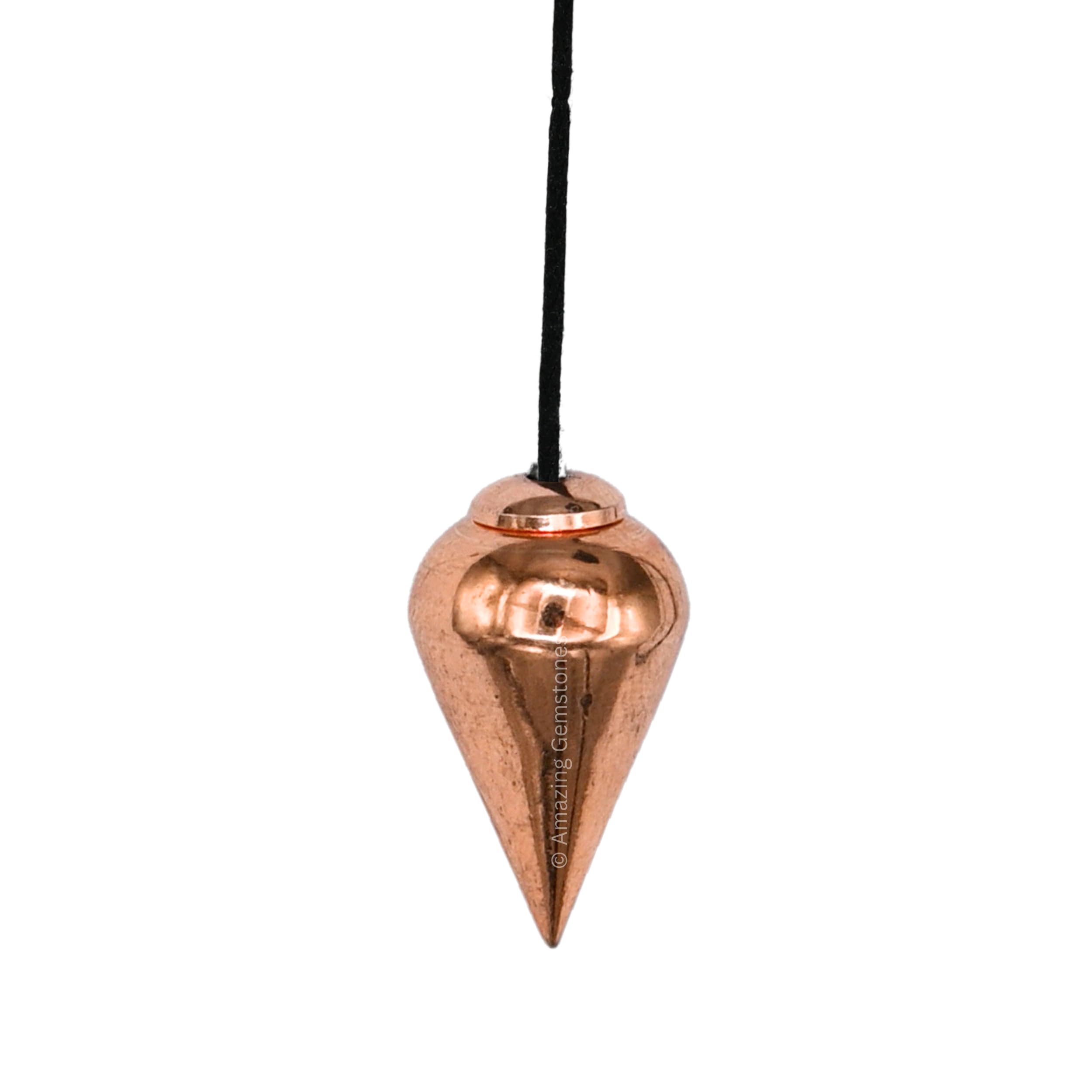 Amazing Gemstone copper dome pendulum in hand for divination and yes/no guidance.