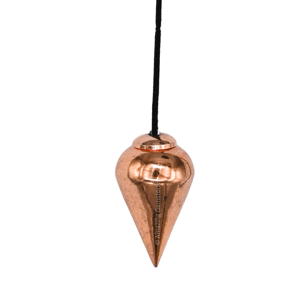 Amazing Gemstone copper dome pendulum in hand for divination and yes/no guidance.
