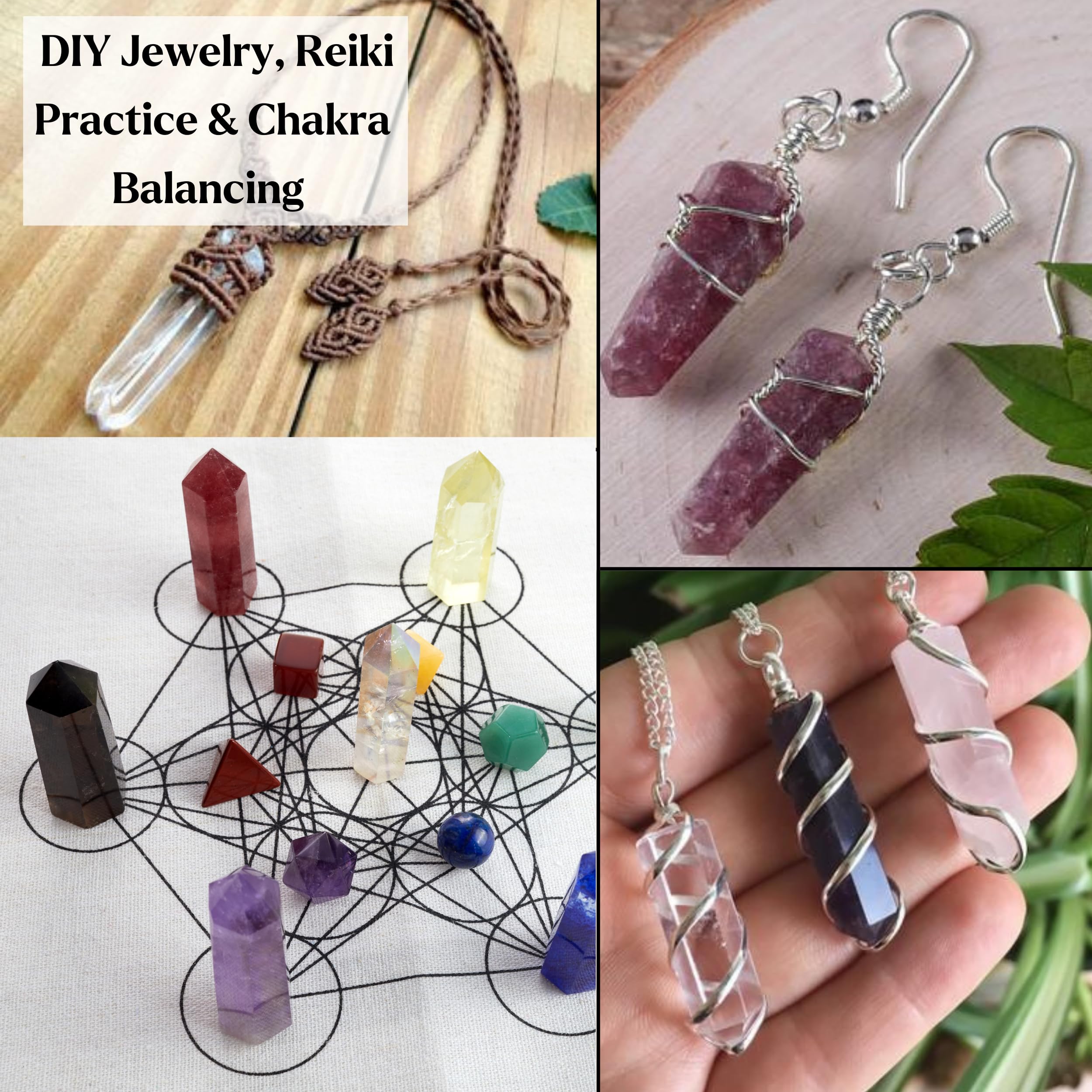 Amazing Gemstone Crystal Points hexagonal shapes ideal for crystal grids and art.