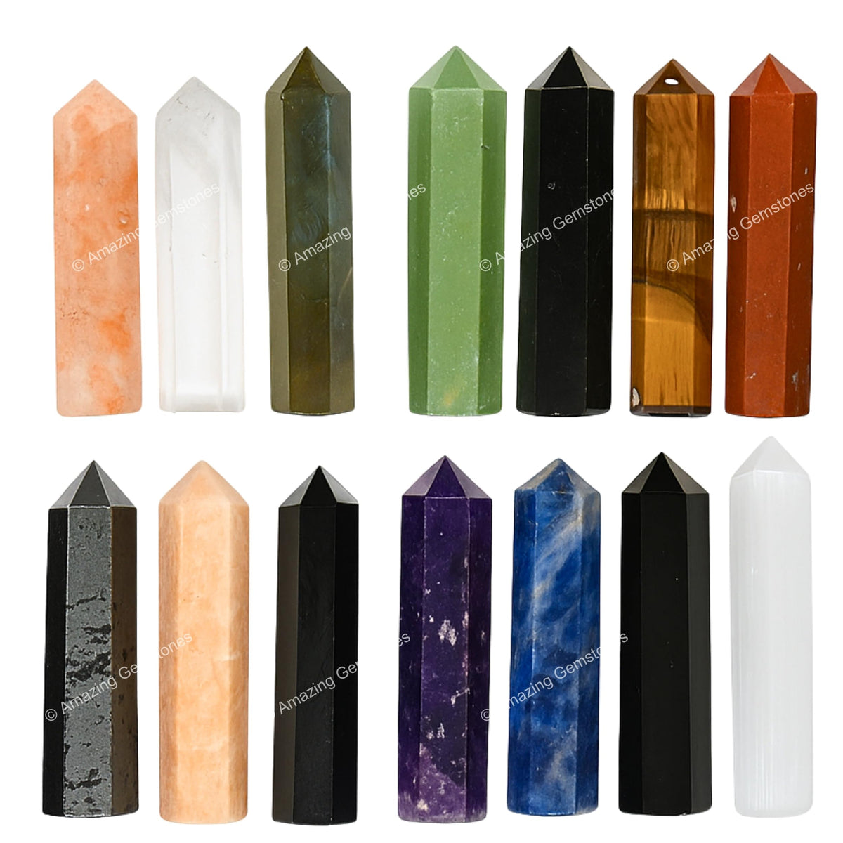 Amazing Gemstone crystal points in velvet pouch for gifting and authenticity.