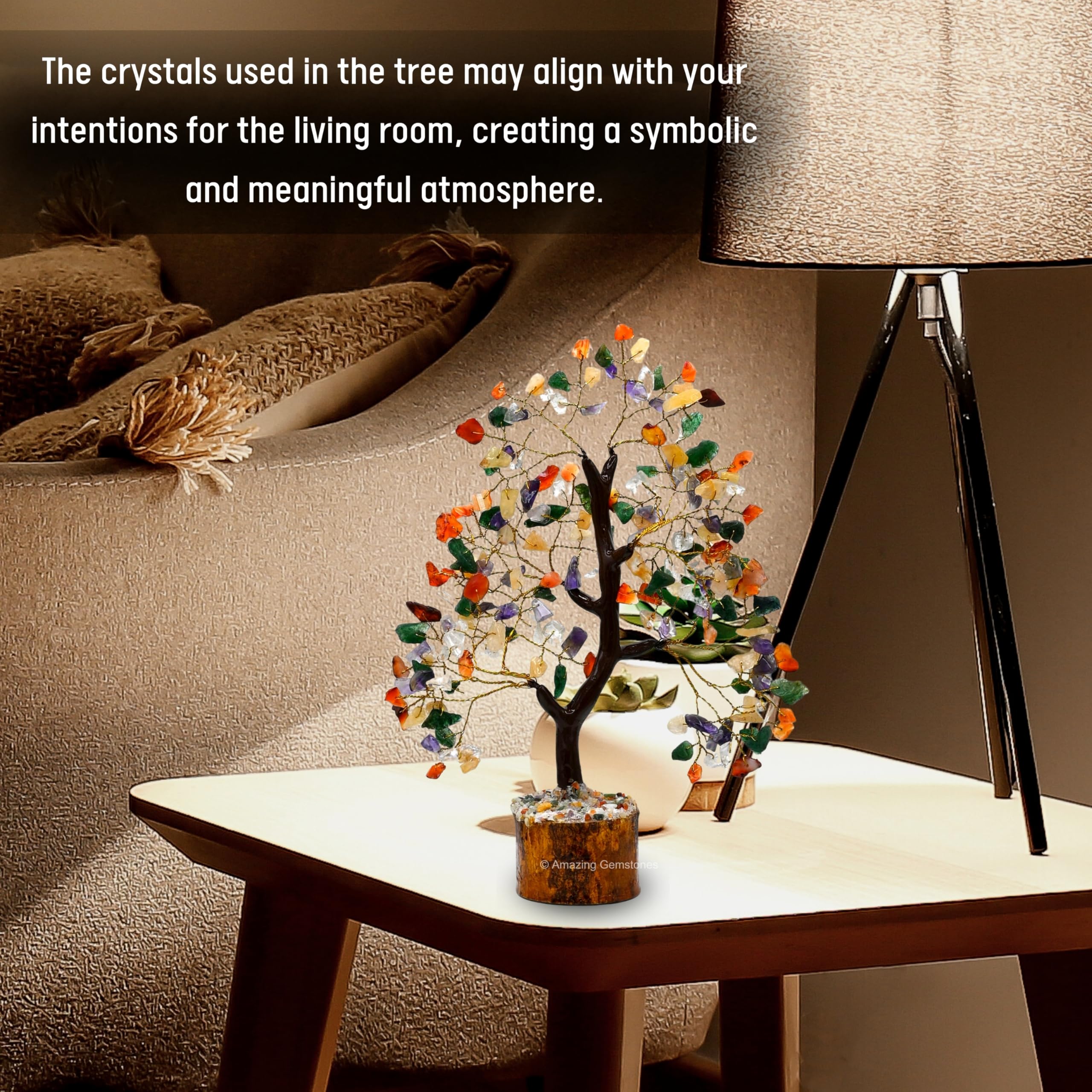Amazing Gemstone Crystal Tree shelf display adds natural energy.