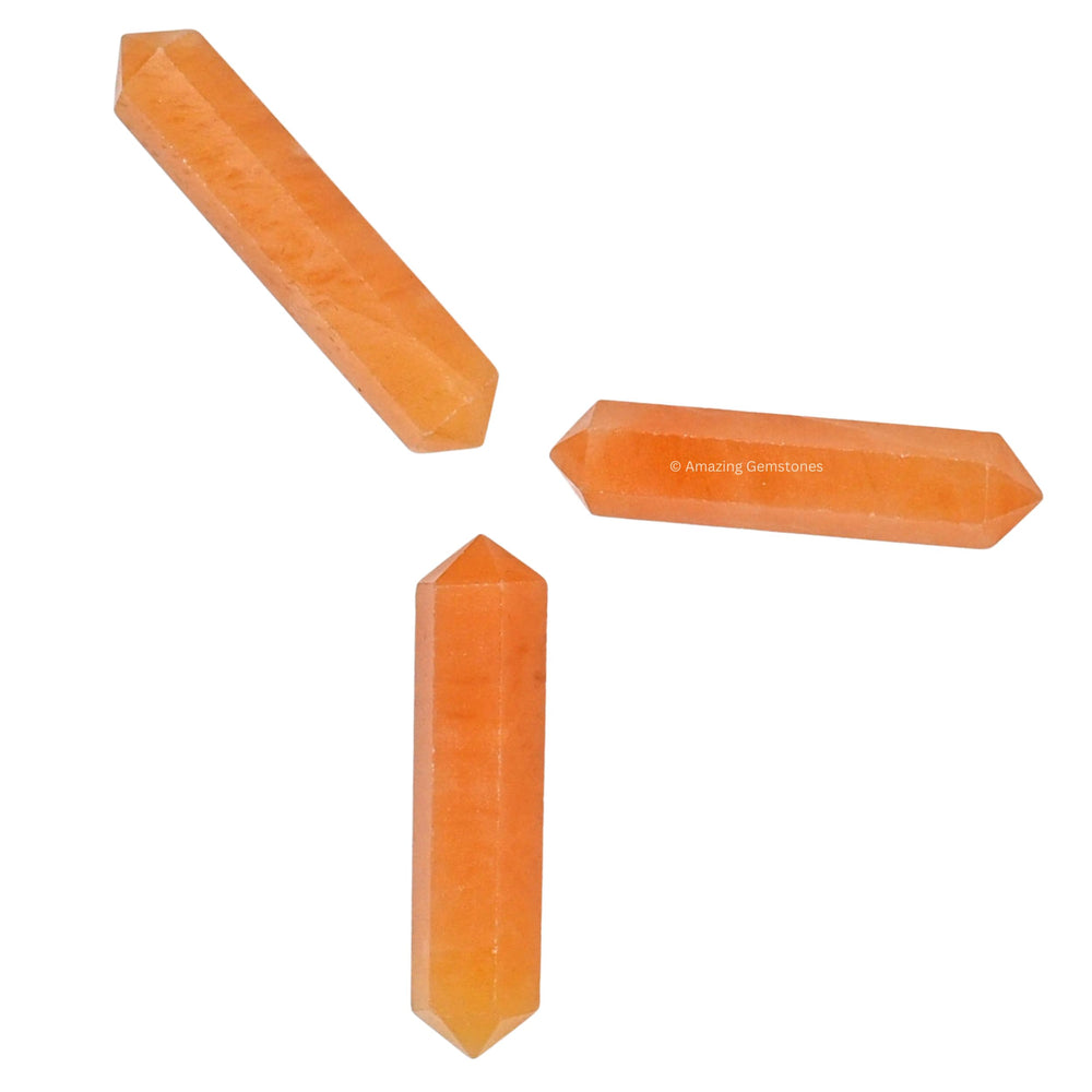 Amazing Gemstone double terminated red aventurine points suitable for energy work and display.