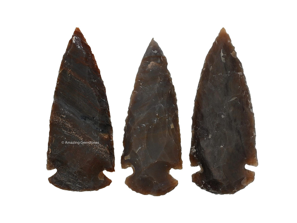 Close-up of Amazing Gemstone Fancy Jasper arrowhead showing natural veining
