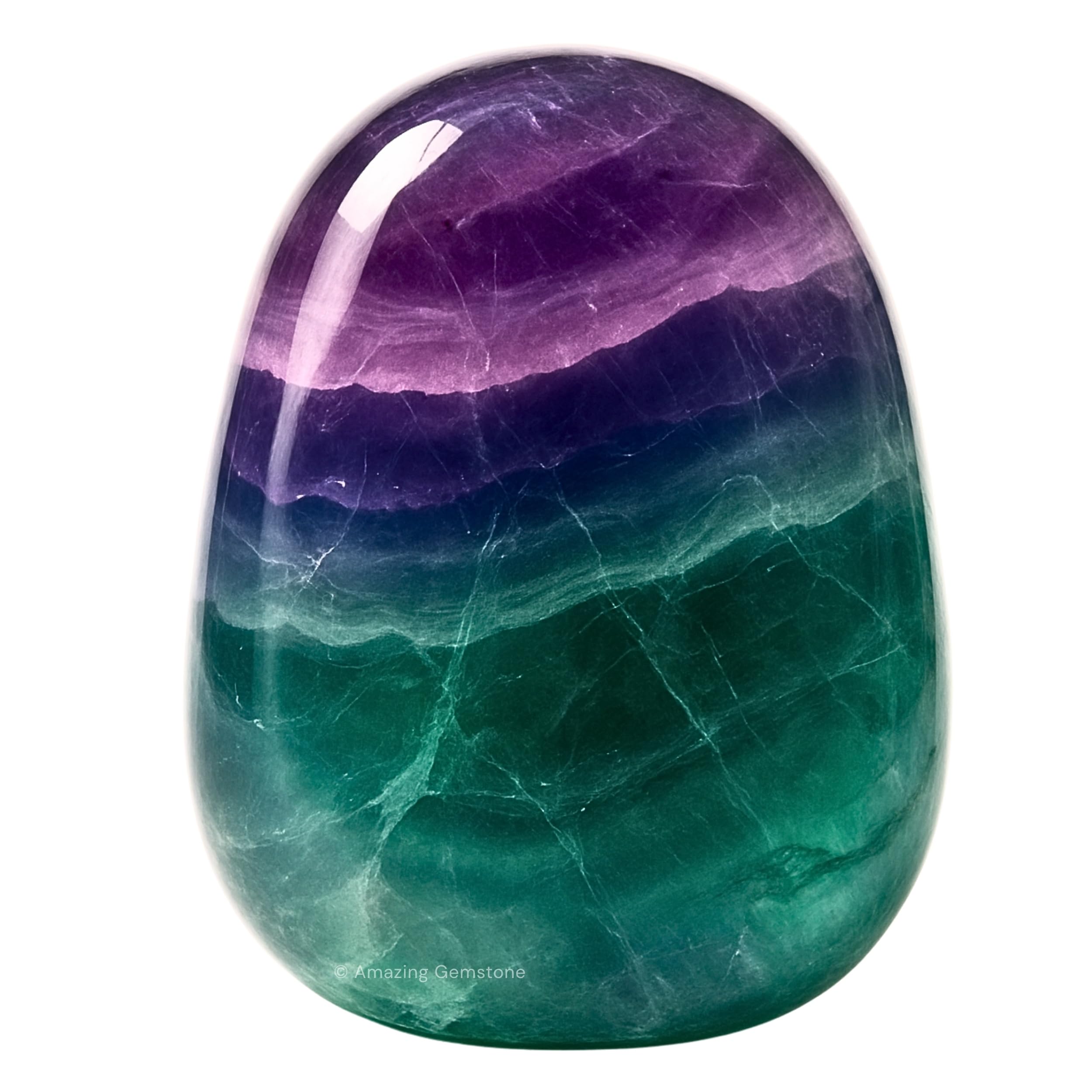 Amazing Gemstone fluorite polished rocks display vibrant color bands for focus