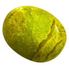 Amazing Gemstone Green Opal Palm Stone held in hand for grounding and focus