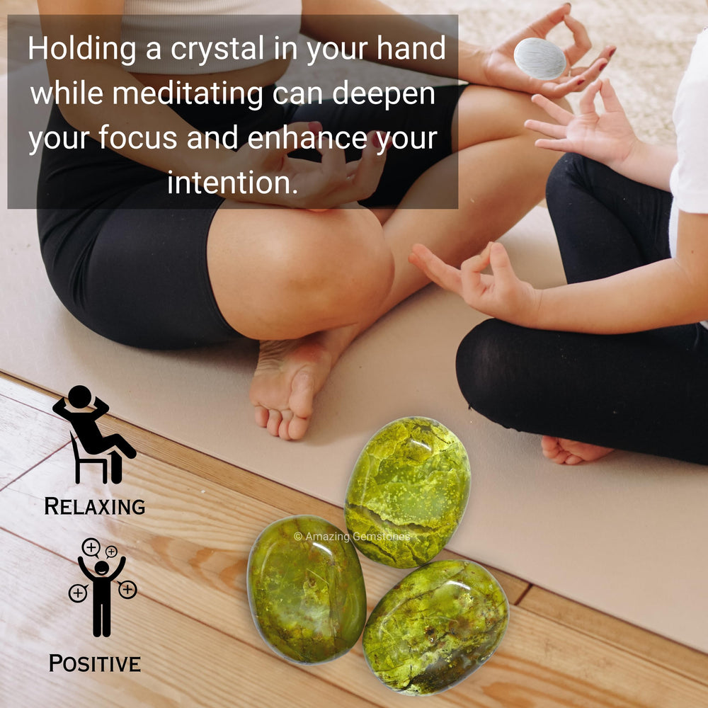 Amazing Gemstone Green Opal Palm Stone used during meditation practice