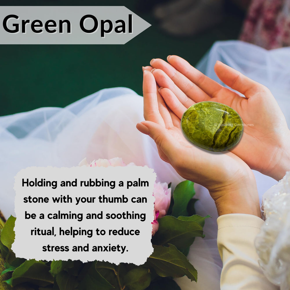 Amazing Gemstone Green Opal Palm Stone integrated into yoga or mindfulness routine
