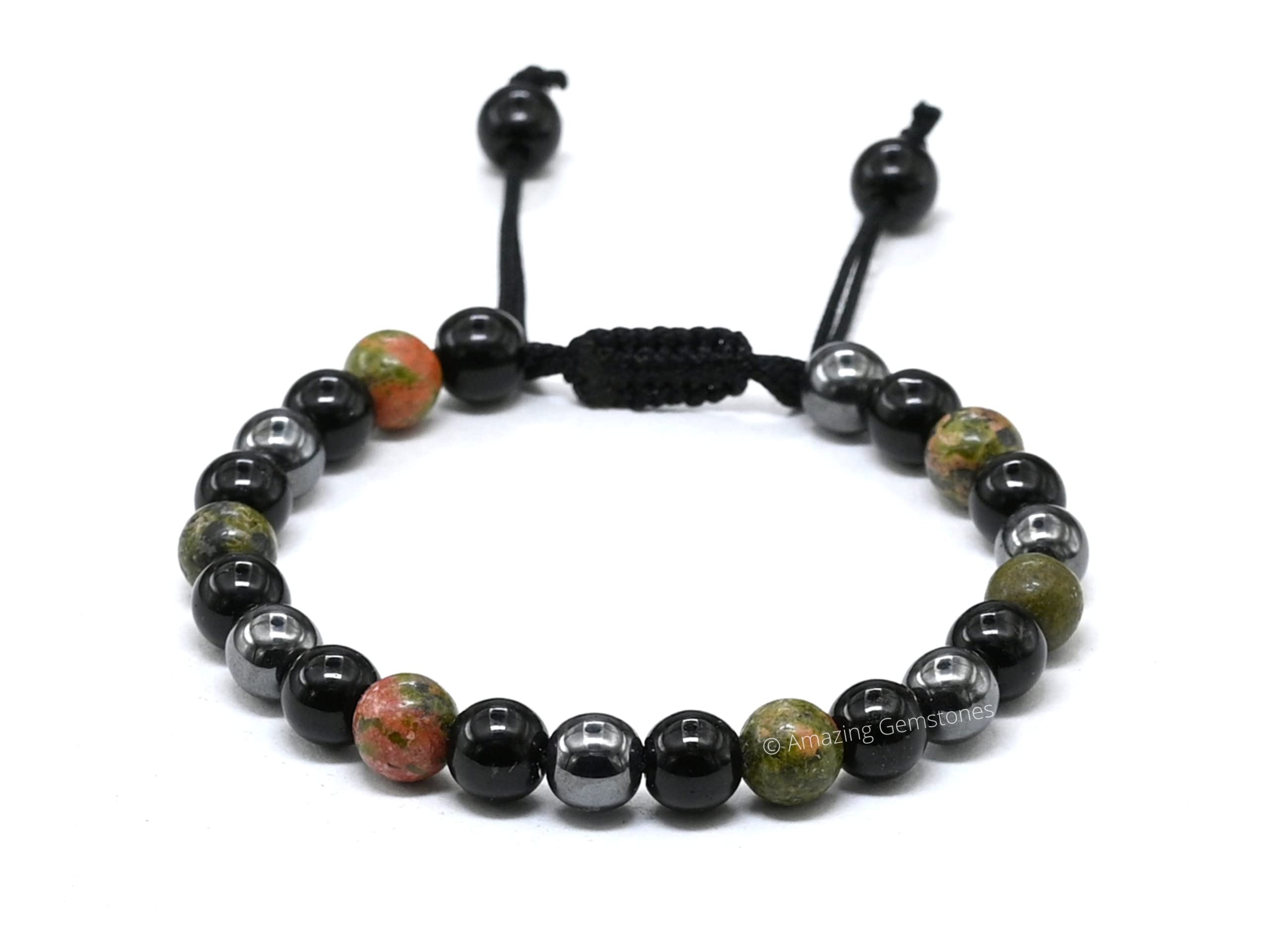 Amazing Gemstone Health Bracelet black obsidian beads close-up for cleansing vibes