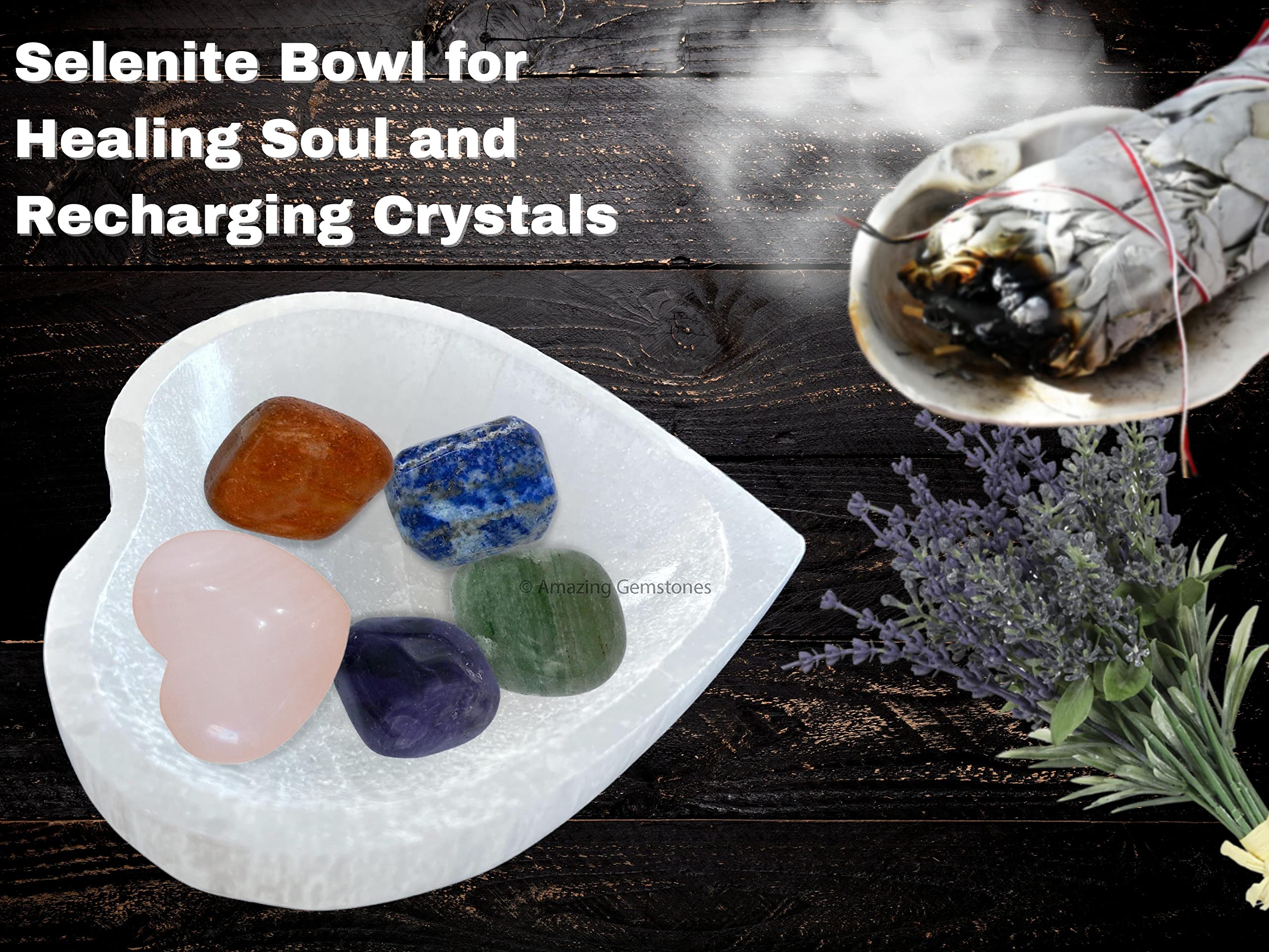 Amazing Gemstone Heart Selenite Bowl in gift-ready packaging